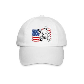 Samoyed America Flag Dog Dogs Wilsigns - Baseball Cap - white/white - Front