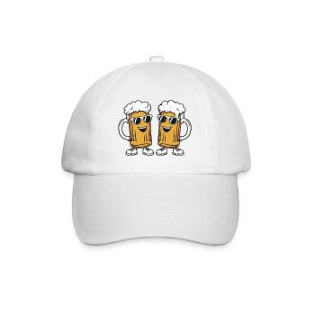 Zwei lustige Bierkrüge mit Sonnenbrille Bier - Baseballkappe - Weiß/Weiß - Vorne