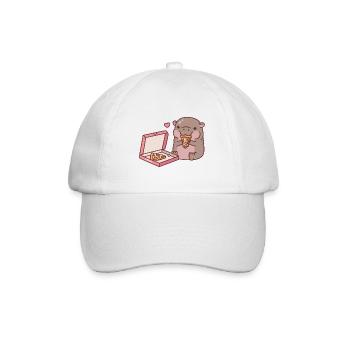 Un hippopotame pygmée mignon adore manger de la pizza - Casquette classique - blanc/blanc - Devant