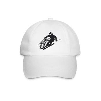 Born To Ski Skifahrer Skifahren Wintersport - Baseballkappe - Weiß/Weiß - Vorne