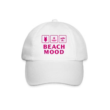 Beach Mood Sommer Sonne Meer Urlaub - Baseballkappe - Weiß/Weiß - Vorne