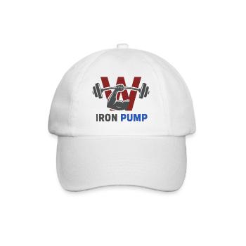 Iron Pump Krafttraining Emblem - Baseballkappe - Weiß/Weiß - Vorne