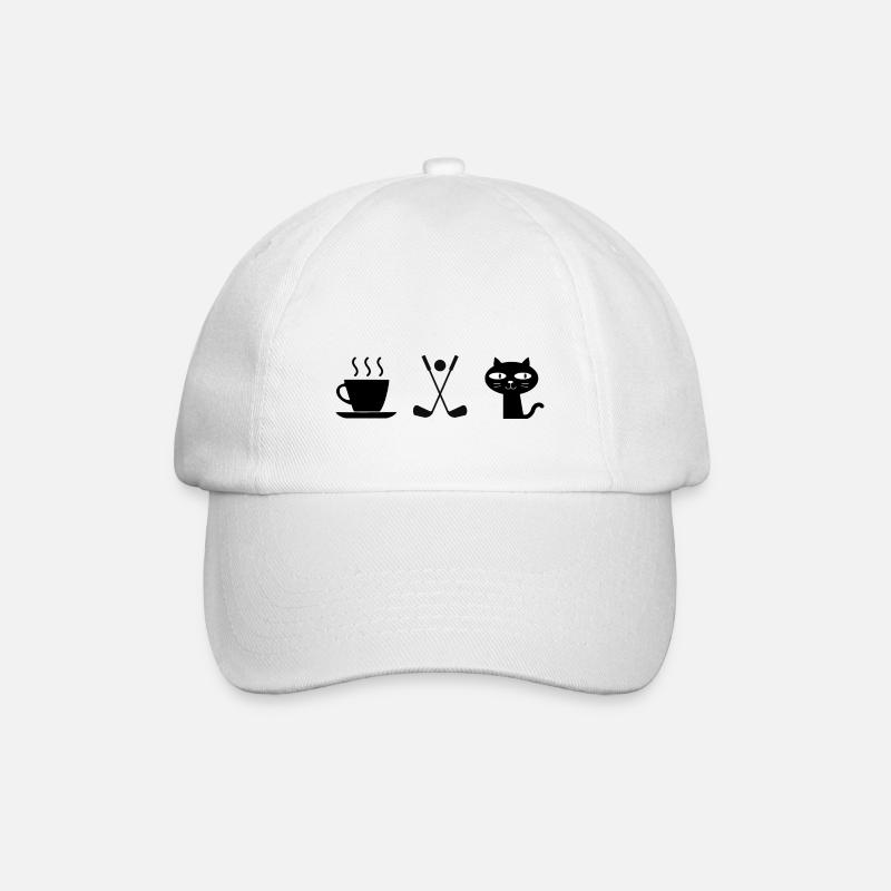 Kaffee. Katzen. Golf - Baseballkappe - Weiß/Weiß
