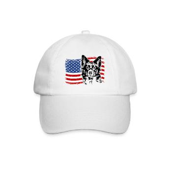 BORDER COLLIE America Flag Dogs Dog Wilsigns - Baseball Cap - white/white - Front