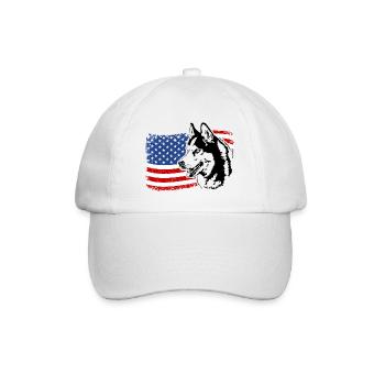 Siberian Husky America Flag Dog Dogs Wilsigns - Baseball Cap - white/white - Front