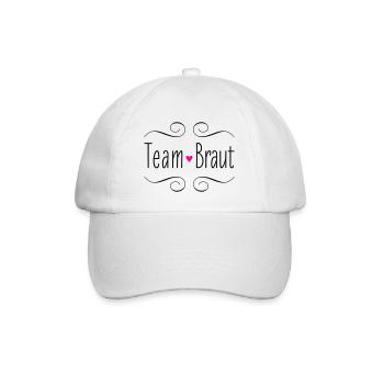 Team Braut Herz Hochzeit Heirat Party Crew JGA - Baseballkappe - Weiß/Weiß - Vorne