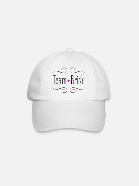 Team Bride Braut rosa Herz Hochzeit Heirat Party - Baseballkappe - Weiß/Weiß