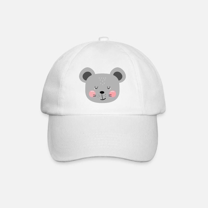 Süße graue Maus Kinder Design - Baseballkappe - Weiß/Weiß