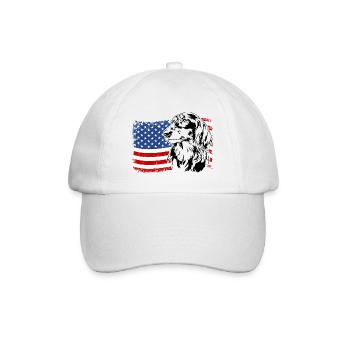 Langhaardackel Amerika Fahne Hunde Wilsigns - Baseballkappe - Weiß/Weiß - Vorne