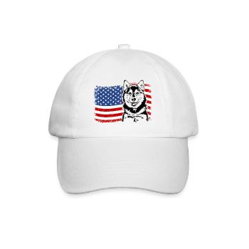 Pomsky America Flag Dog Dogs Wilsigns - Baseball Cap - white/white - Front