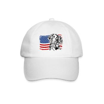 Small Münsterländer America Flag Dog Dogs - Baseball Cap - white/white - Front