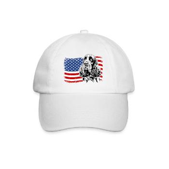 English Springer Spaniel America Flag Dog Dogs - Baseball Cap - white/white - Front