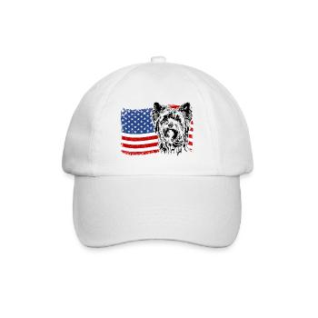 Yorkshire Terrier America Flag Patriotic Dog - Baseball Cap - white/white - Front