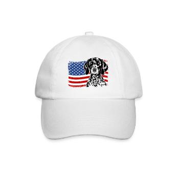 German Shorthair US Flag Dog Dogs Wilsigns - Baseball Cap - white/white - Front