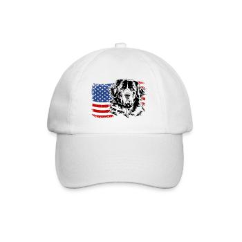 Landseer America Flag Dog Dogs Wilsigns - Baseball Cap - white/white - Front
