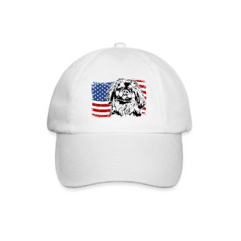 Pekingese America Flag Dog Dogs Wilsigns - Baseball Cap - white/white - Front