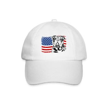 Old English Bulldog America Flag Dogs Wilsigns - Baseball Cap - white/white - Front