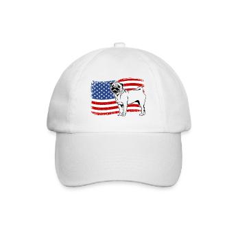 Pug America Flag Dog Dogs Wilsigns - Baseball Cap - white/white - Front