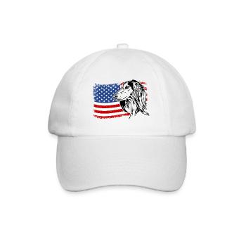 Saluki America Flag Dog Dogs Wilsigns - Baseball Cap - white/white - Front