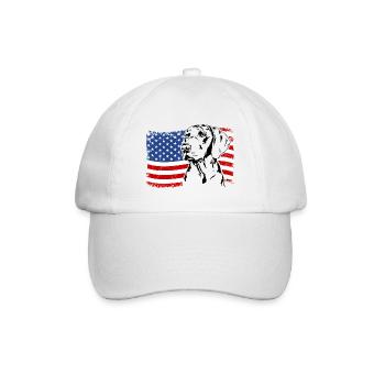 Weimaraner America Flag Dogs Hunting Dogs Wilsigns - Baseball Cap - white/white - Front