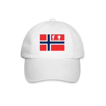 Norwegen, mein Land mit Flagge! - Baseballkappe - Weiß/Weiß - Vorne