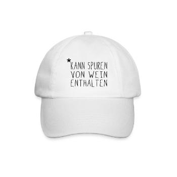 Kann Spuren von wein enthalten Lustiges Geschenk - Baseballkappe - Weiß/Weiß - Vorne