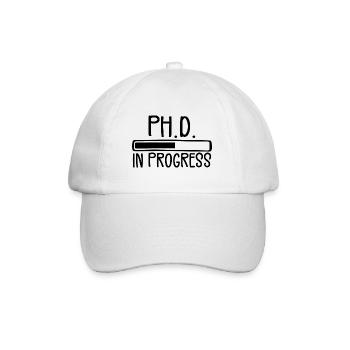 Ph.D. in Bearbeitung, PhD Doktorat Graduiertengrad - Baseballkappe - Weiß/Weiß - Vorne