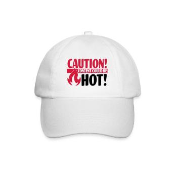 Caution - Content could be hot - Baseballkappe - Weiß/Weiß - Vorne