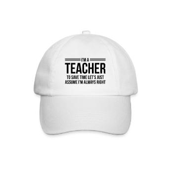 Ich bin Lehrer - Baseballkappe - Weiß/Weiß - Vorne