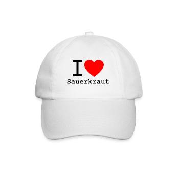 i love Sauerkraut - i liebe Sauerkraut - Baseballkappe - Weiß/Weiß - Vorne