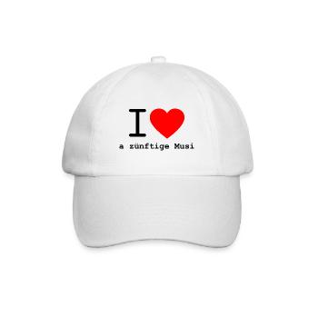 i love a zünftige Musi - ich liebe gute Musik - Baseballkappe - Weiß/Weiß - Vorne