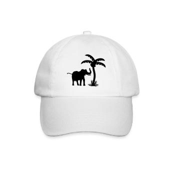 Elefant 'n Palme / elephant 'n palmtree (1c) - Baseball Cap - white/white - Front