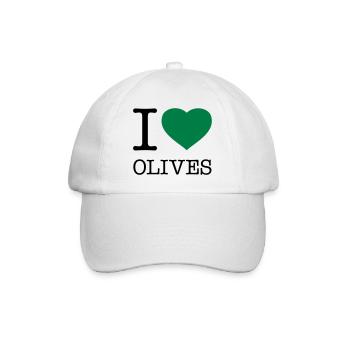 I LOVE OLIVES Oliven - Baseballkappe - Weiß/Weiß - Vorne