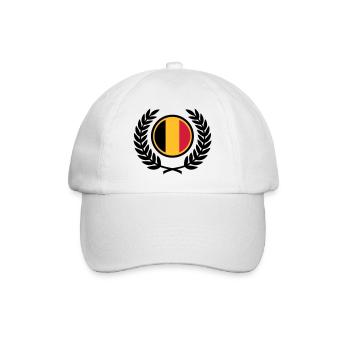 Belgien (Flagge & Lorbeerkranz) - Baseballkappe - Weiß/Weiß - Vorne