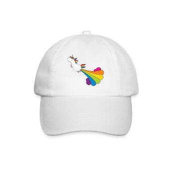 Funny pupping unicorn with rainbow cloud - Baseball Cap - white/white - Front
