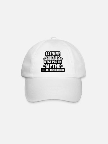 la femme idéale n'est pas mythe elle est psy - Casquette classique - blanc/blanc