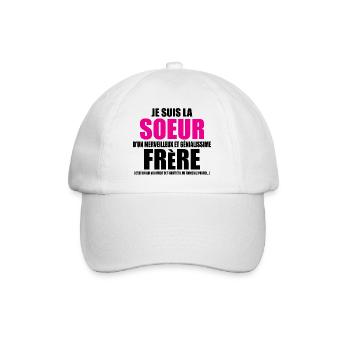 je suis la soeur d'un merveilleux frère - Casquette classique - blanc/blanc - Devant