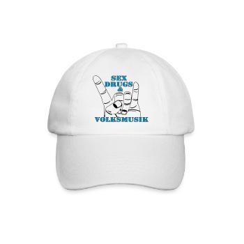 Volksmusik , Volksfest , Fun Shirt , Sex Drugs(25) - Baseballkappe - Weiß/Weiß - Vorne