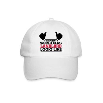 world class landlord - Baseball Cap - white/white - Front