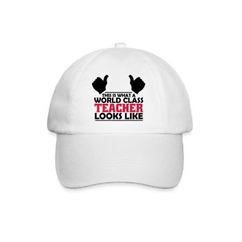 world class teacher - Baseball Cap - white/white - Front