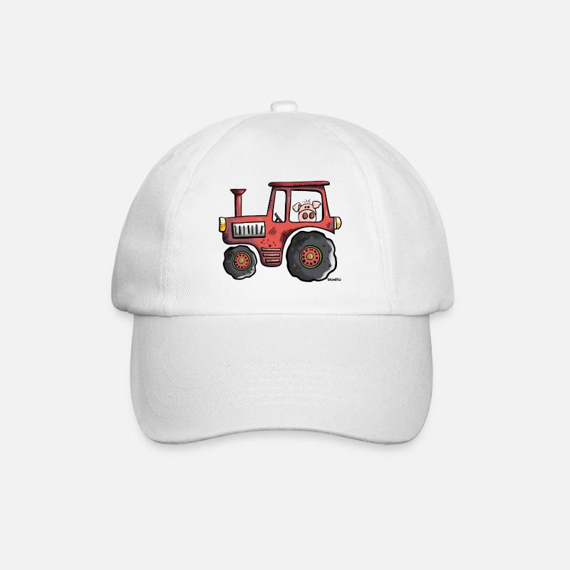 Schwein fährt Traktor - Baseballkappe - Weiß/Weiß