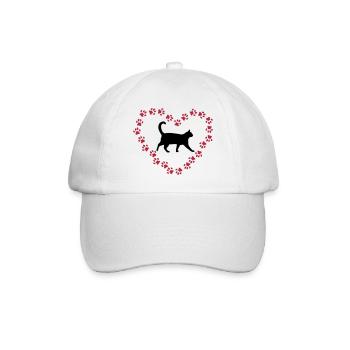Cat & Heart made of cat paws - Baseball Cap - white/white - Front