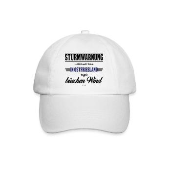 Sturmwarnung Ostfriesland - büschen Wind - Baseballkappe - Weiß/Weiß - Vorne