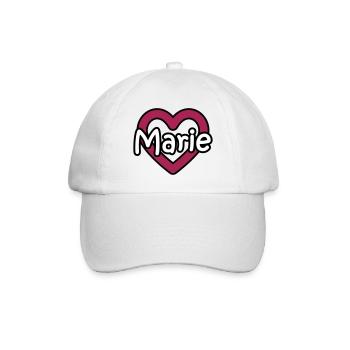 Marie nom de famille prénom nom de jeune fille coeur nom jour - Casquette classique - blanc/blanc - Devant