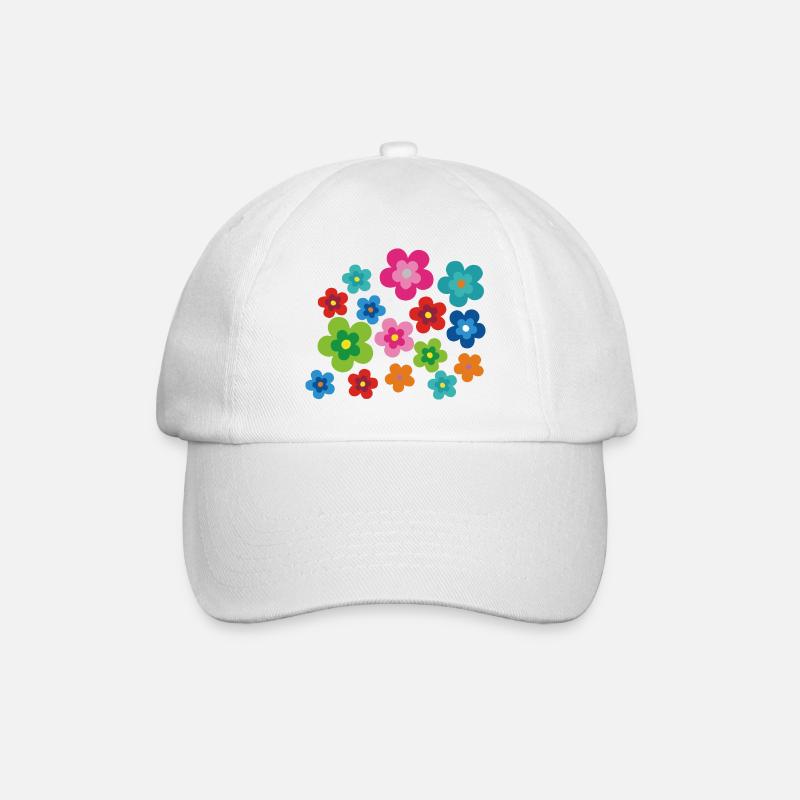 Hippie Blumen Flower Power Geschenk 70er Love - Baseballkappe - Weiß/Weiß