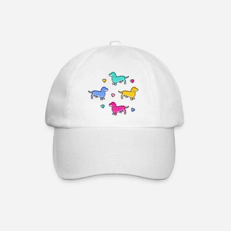 Teckel coloré, Teckel avec coeurs - Casquette classique - blanc/blanc