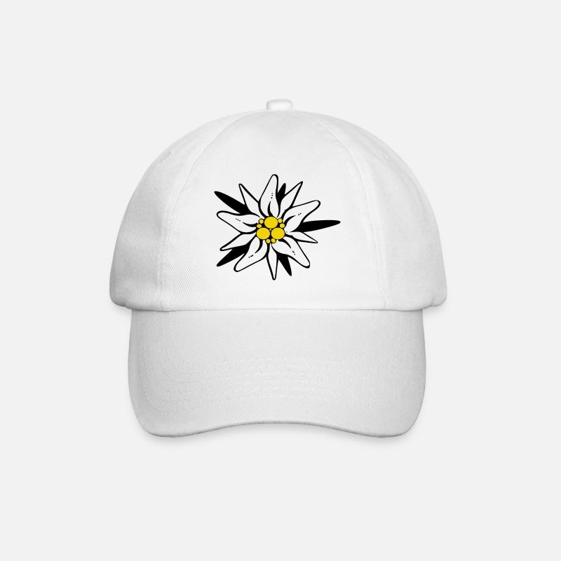 Edelweiss fleur noir jaune - Casquette classique - blanc/blanc