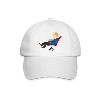 man sleeps sleep sleep office chair nap tra - Baseball Cap - white/white - Front
