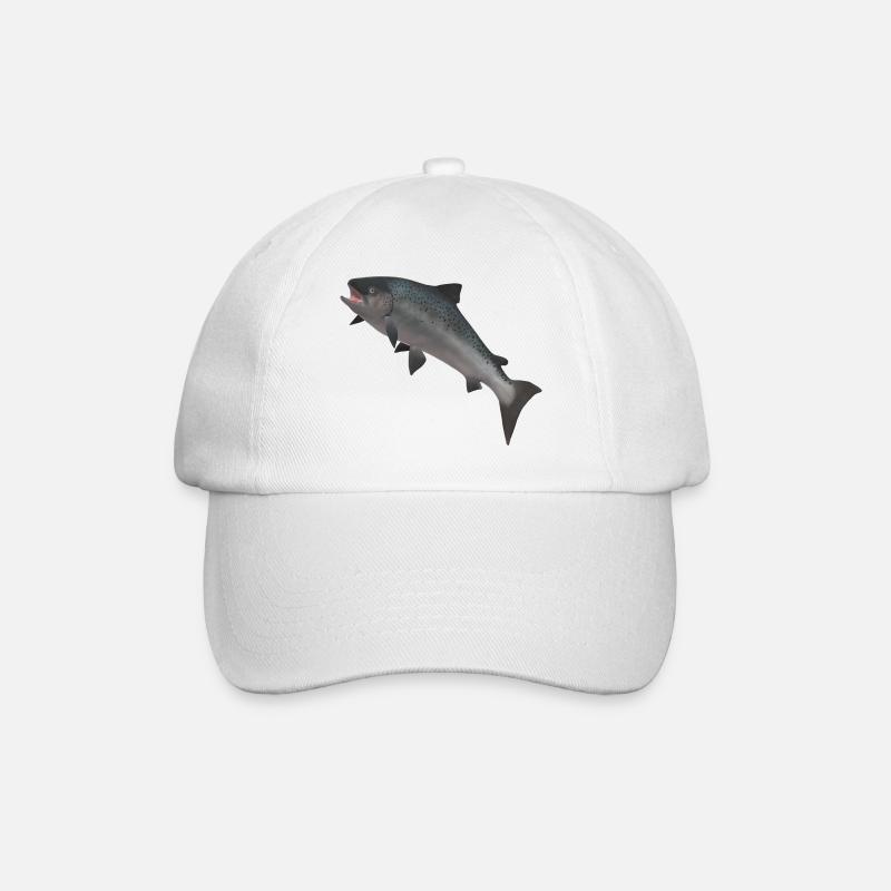 3D Wildlachs - Baseballkappe - Weiß/Weiß