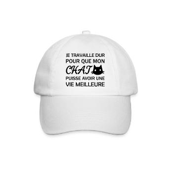 Je travaille dur pour que mon chat - Casquette classique - blanc/blanc - Devant